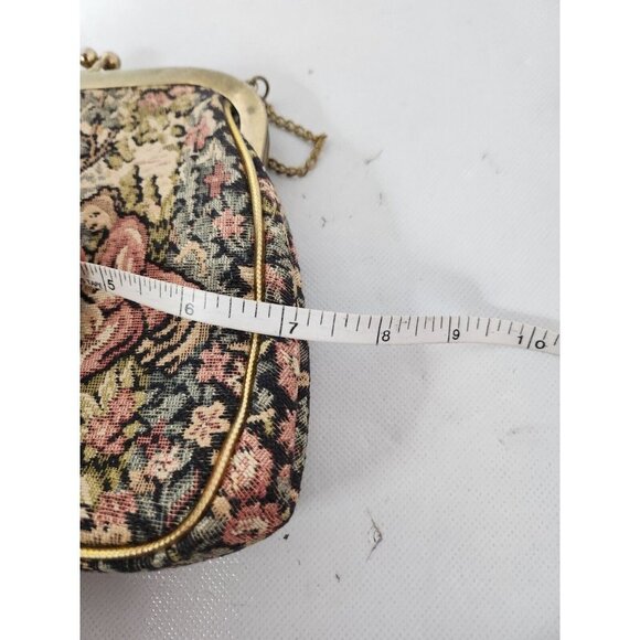 ANTIQUE Petit Point Purse Woven Double Sided Gentry Scenes Tapestry Work Clutch - Picture 7 of 9